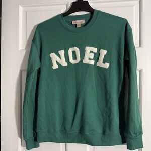 Philosophy Christmas Green "Noel" Light Sweatshirt XS Cozy Soft Holiday